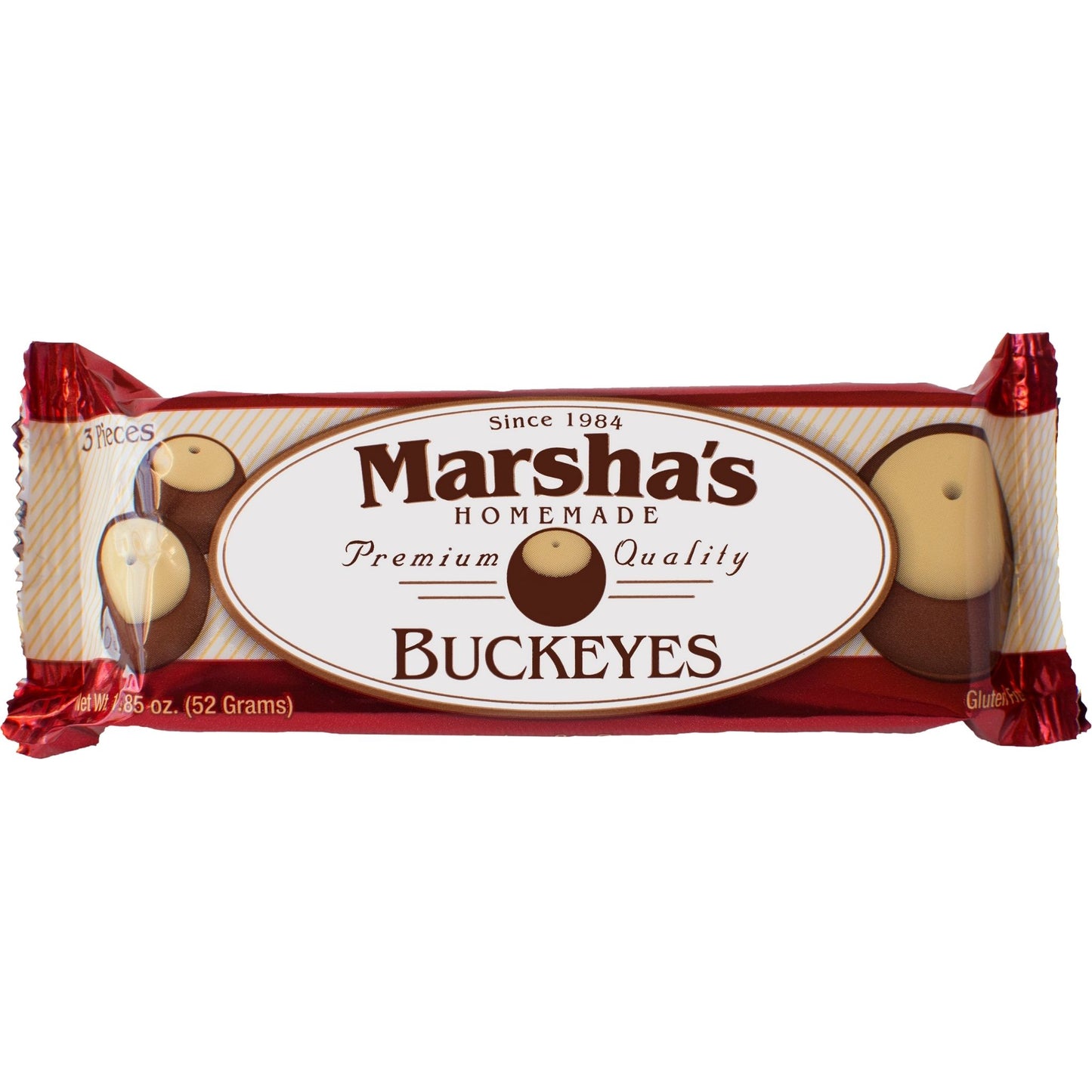 18, 3-Pack Bars of Homemade Candy Buckeyes.