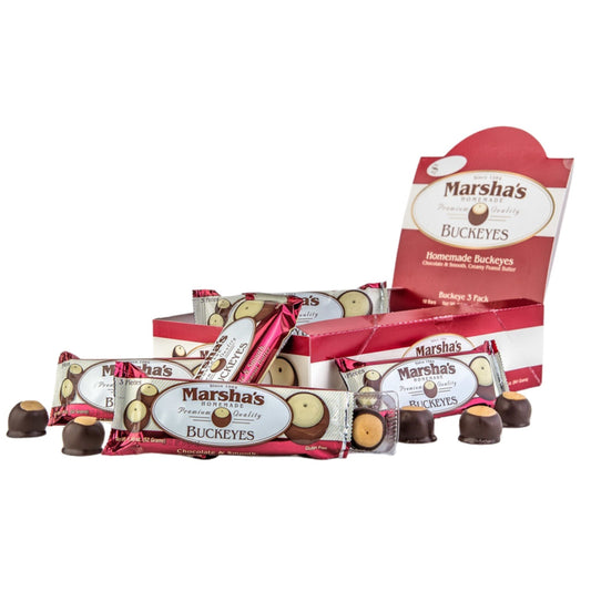 18, 3-Pack Bars of Homemade Candy Buckeyes.